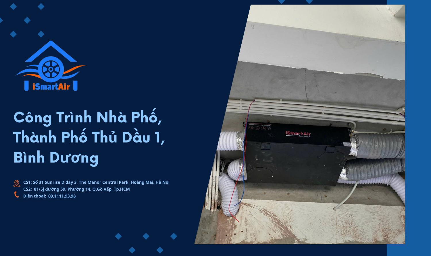 Hệ thống máy cấp khí tươi sạch iSmart Air cho nhà mặt phố Thủ Dầu Một